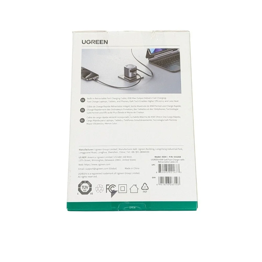 Qq6U UGREEN - Nexode 45W USB-C Charger with Retractable Cable, PPS Fast GaN Used